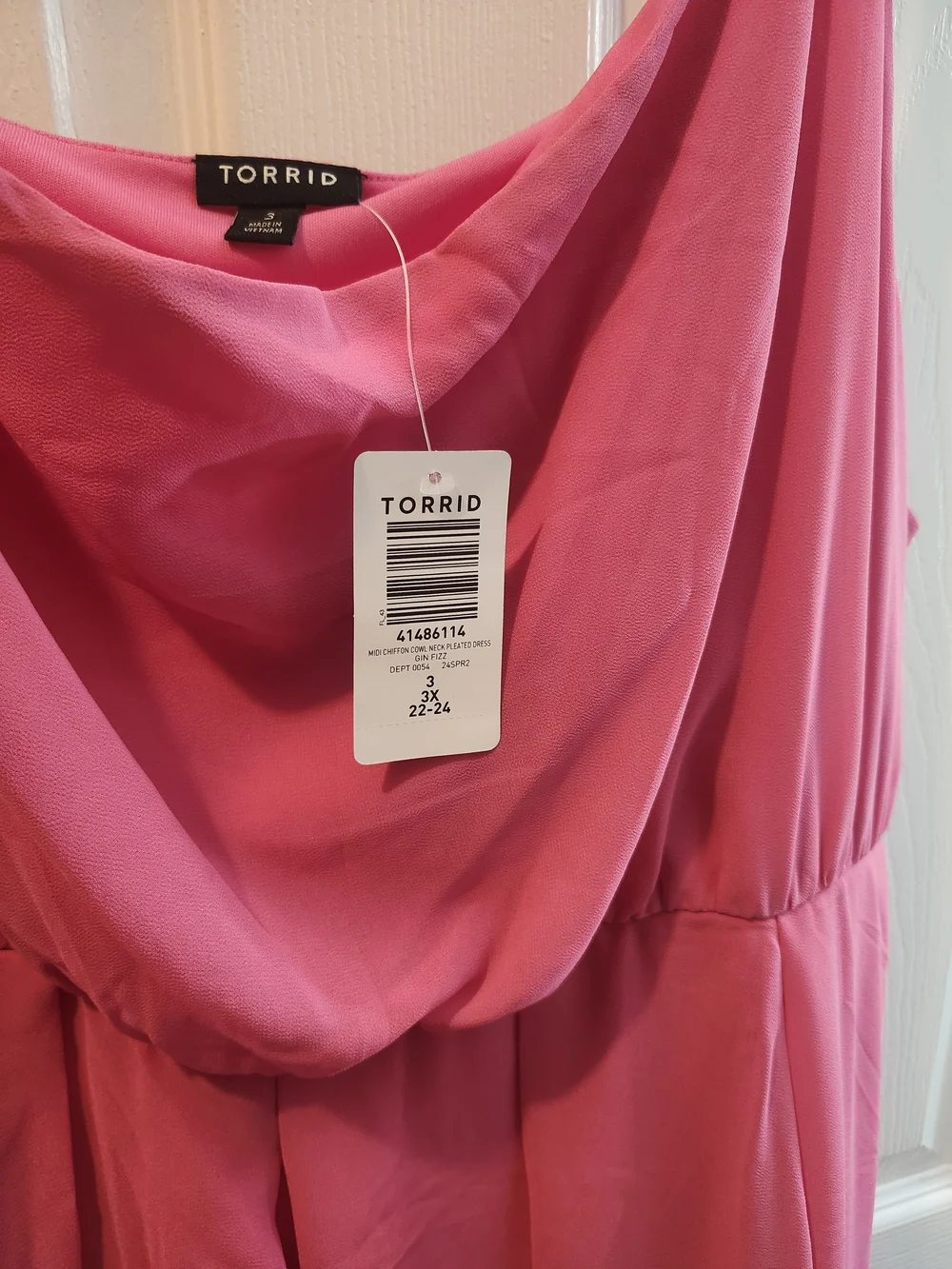 Torrid Hot Pink Cowl Neck Midi Dress: NWT, 3x - Picture 3 of 4
